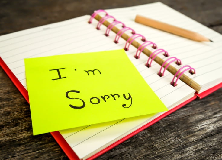 Sorry notepad post it